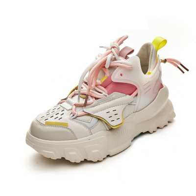 Summer Women Sneakers Flat Platform Shoes Genuine Leather Fashion stitching Breathable Casual Ladies Shoes