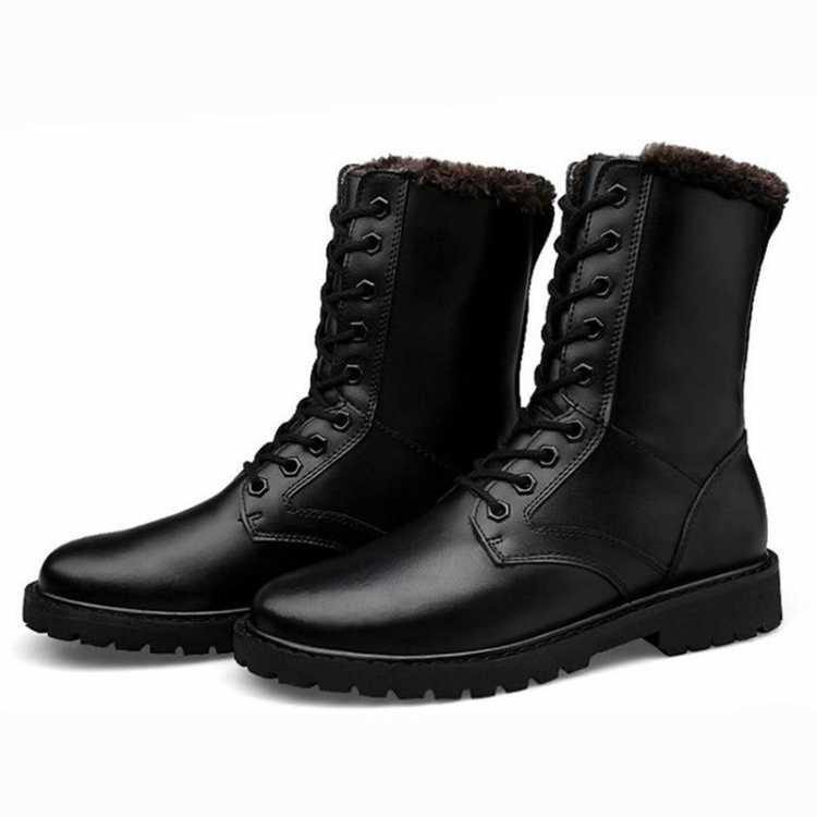 New Winter Shoes Men Large Size Men Boots Leather High Help Plus Velvet Cotton Shoes Warm Outdoor Casual Military Boots 234