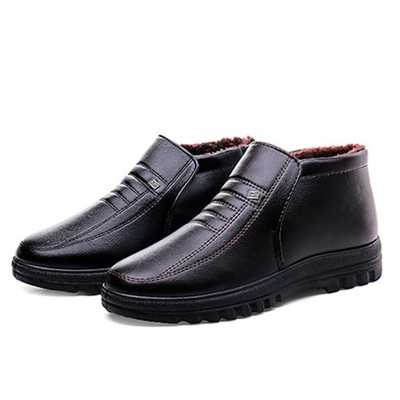 2022 Winter Waterproof Men Casual Leather Shoes Slip On Male Casual Shoes Warm Winter Cotton Shoes For Men Botas Hombre Botines