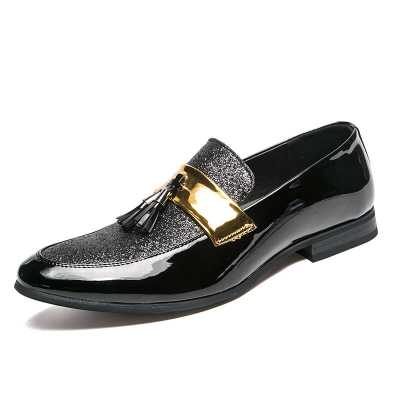 Hot Sale Men Flat Black Golden Formal Patchwork Shoe PU Leather Casual Men Shoes For Man Dress Shoes 2021 New Hombre