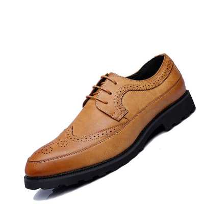 Spring Summer Retra Shoes Men Brogue Pointed Toe Lace Up Shoe Casual Comfortable Oxford Shoes Large Size 38 44Hombre