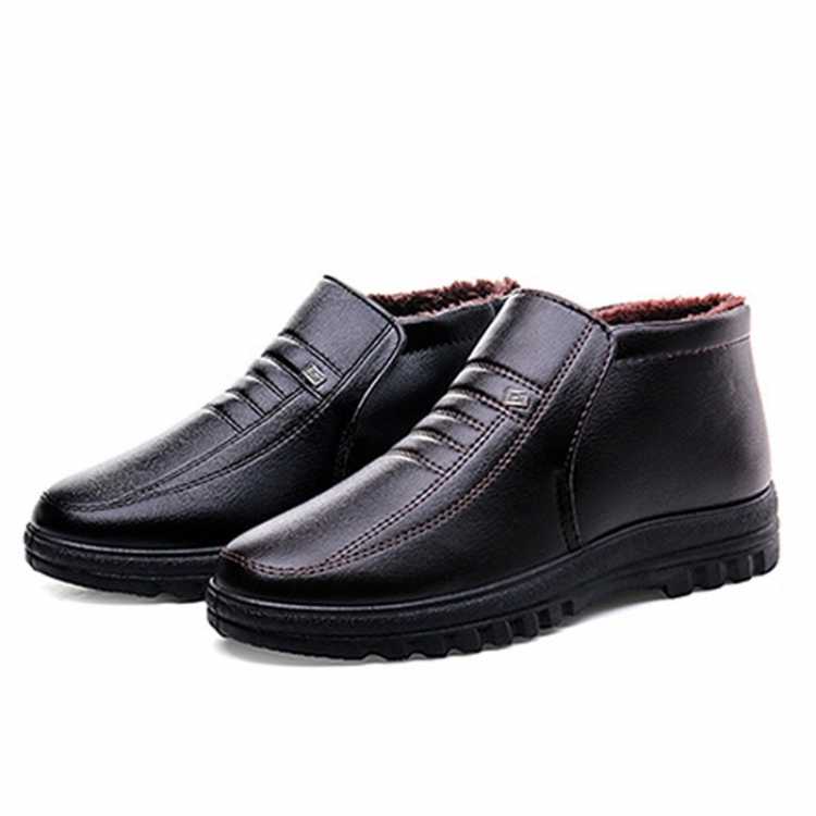 2022 Winter Waterproof Men Casual Leather Shoes Slip On Male Casual Shoes Warm Winter Cotton Shoes For Men Botas Hombre Botines