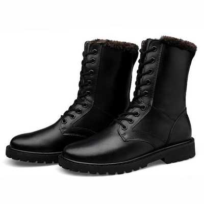 New Winter Shoes Men Large Size Men Boots Leather High Help Plus Velvet Cotton Shoes Warm Outdoor Casual Military Boots 234