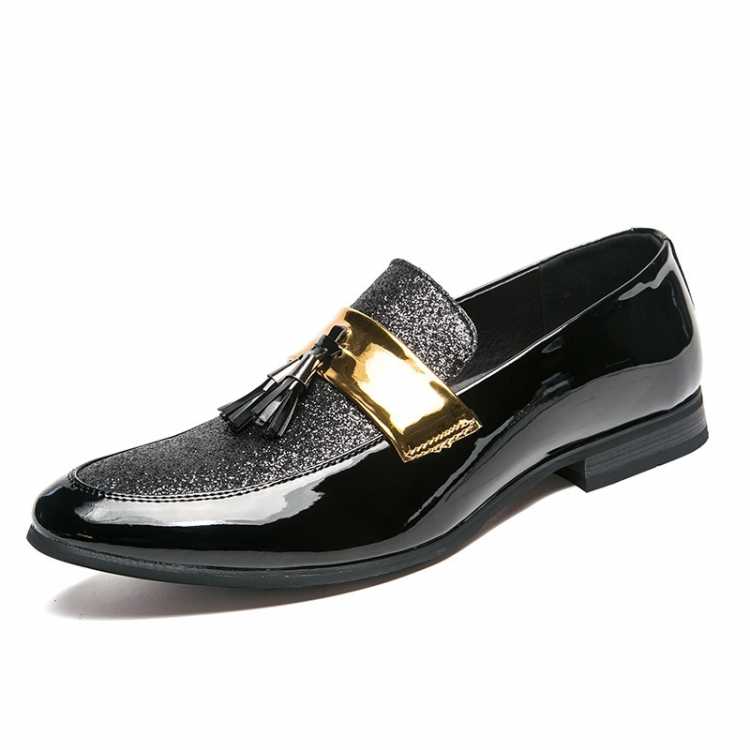 Hot Sale Men Flat Black Golden Formal Patchwork Shoe PU Leather Casual Men Shoes For Man Dress Shoes 2021 New Hombre