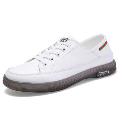 Top Laag Koeienhuid Vier Seizoenen Leisure All Matching Schoenen Antislip Zachte Bodem Slip Op Kleur bijpassende Sport Witte
