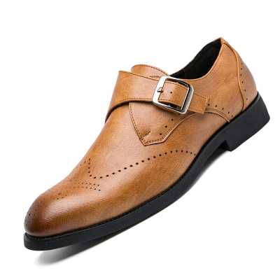 Dropshipping 38 46 Men Brogue British Oxford Formal Shoes Male Gentleman Leather Retro Party Wedding Shoes Buckle Strap