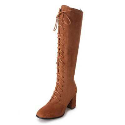 Winter New Fashion Women Scrub Zipper Knee Straps Knight High Boots Women Flat Shoes Casual High heeled Punk Shoes