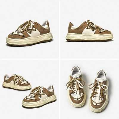 Platform Sneakers Women Synthetic Leather Suede Lace Up Retro Trainers Mixed Colors Dissolve Sole Ladies Shoes 29154