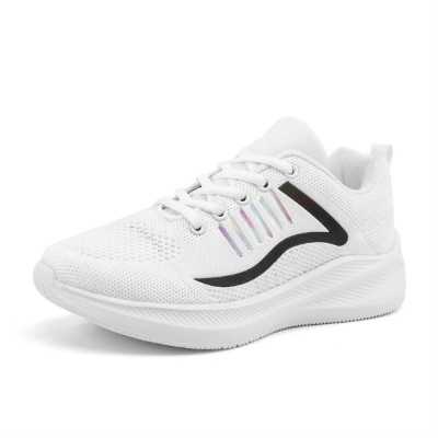 Women White Sneakers Thick Bottom Solid Plus Size Women's Shoes Comfortable Breathable Summer Outdoor Lace Up Ladies Flat Shoe