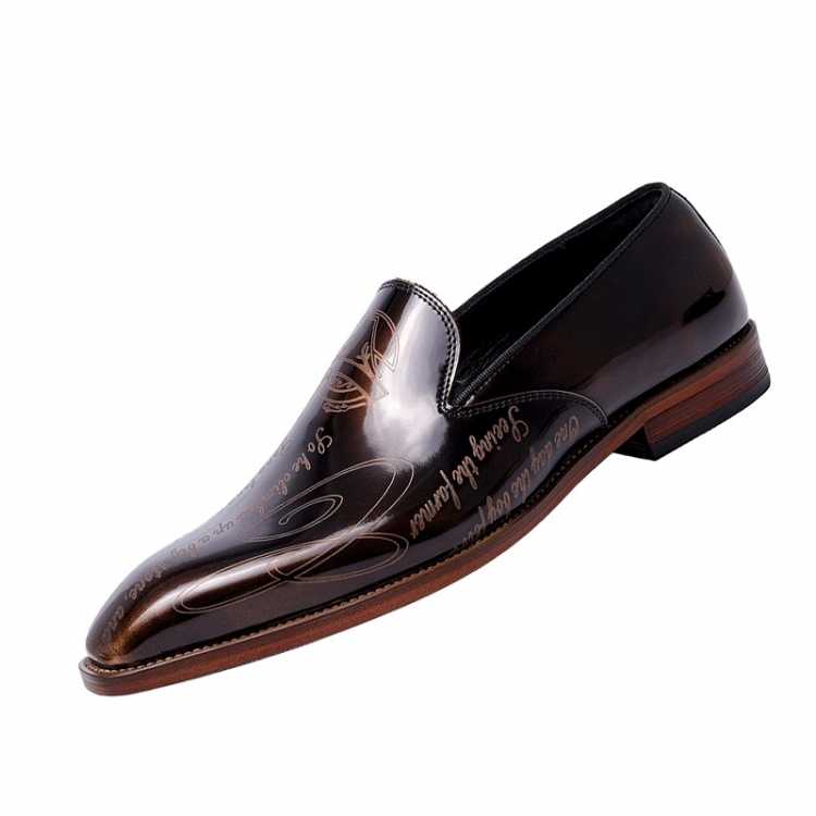Men's Loafers Slip On Genuine Leather Black Gold Business Dress Casual Party Wedding Mens Footwear Bright Patent Leather Shoes