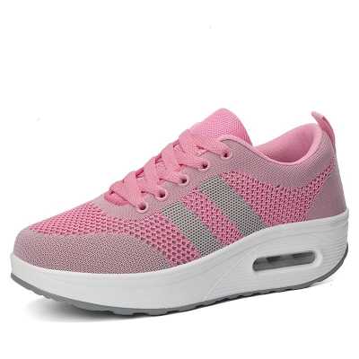 Air Cushion Platform Sneakers Women Running Shoes Mesh Breathable Lace Up Footwear Ladies Comfort Pink Tennis Trainers Jogging